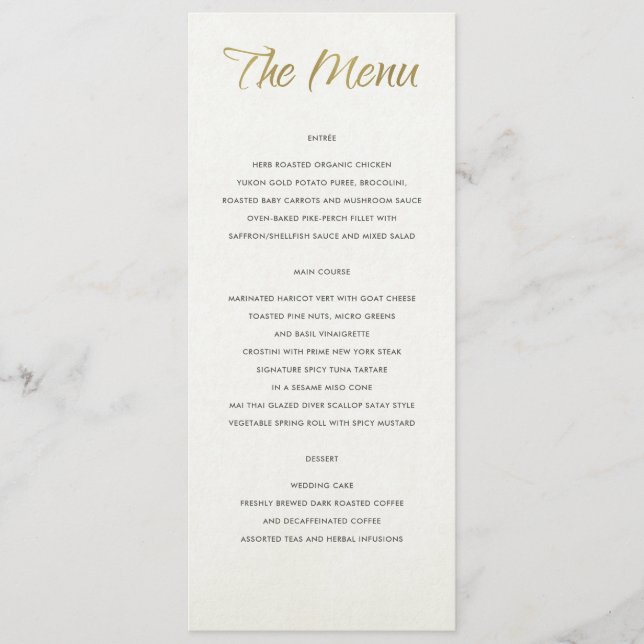 SIMPLE ELEGANT WHITE GREY TYPOGRAPHY menu card (Front)