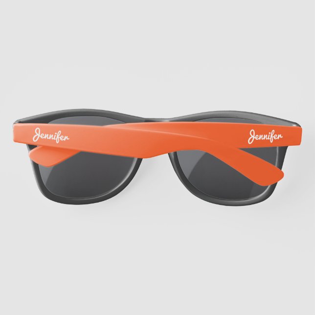 Simple Elegant White Personalised Name Custom Sunglasses (Back)