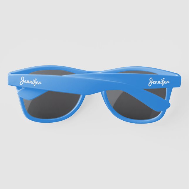Simple Elegant White Personalised Name Custom Sunglasses (Back)