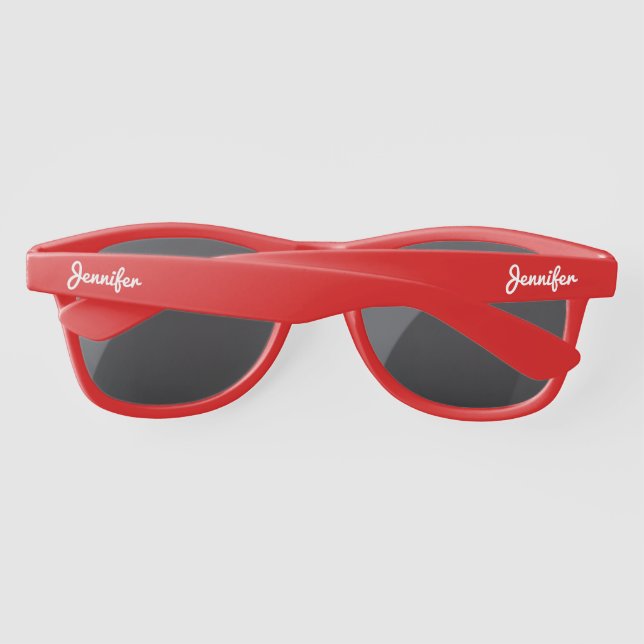 Simple Elegant White Personalised Name Custom Sunglasses (Back)