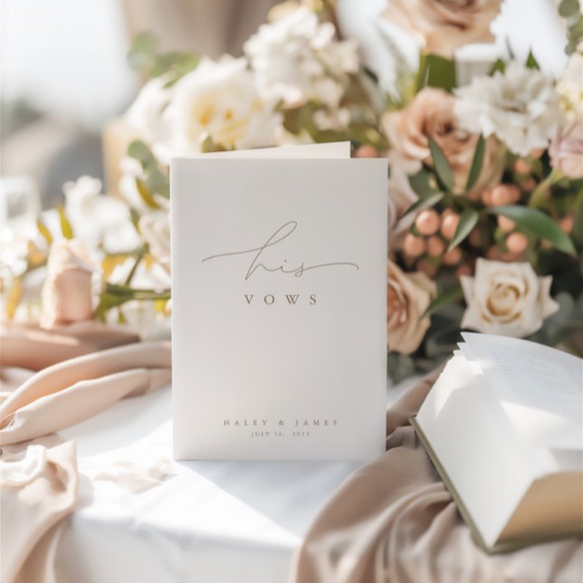 Simple Elegant White Photo Wedding His Vows Card (Simple Elegant White Photo Wedding His Vows Card)