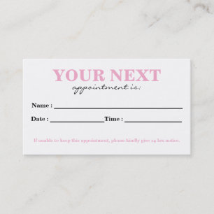 Simple Elegant White Pink Beauty Appointment Card