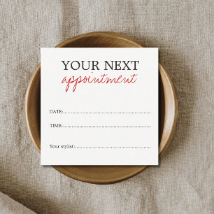 Simple Elegant White Red Beauty Appointment Card