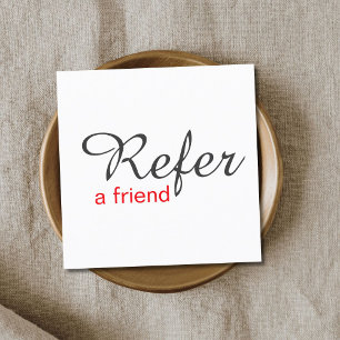 Simple Elegant White Red Referral Card Beauty