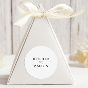 Simple Elegant white wedding Classic Round Sticker