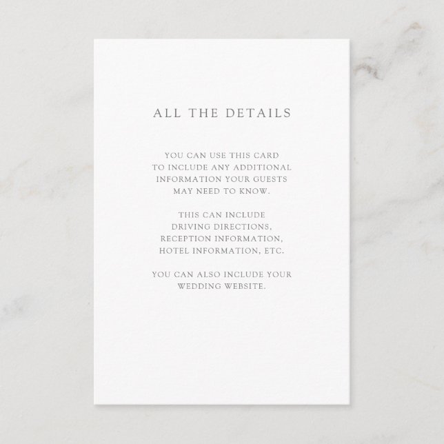 Simple Elegant White | Wedding Guest Details Enclosure Card (Front)