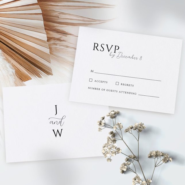 Simple Elegant white wedding RSVP Card (Creator Uploaded)