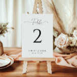 Simple Elegant white wedding Table Number<br><div class="desc">Coordinate your reception with Simple Elegant White Table Numbers. Maintain a consistent look with a white background, classic serif lettering, and personalised custom names, providing an elegant and organised touch to each table. These meticulously crafted table numbers add a sophisticated charm to your wedding decor, ensuring a seamless and refined...</div>
