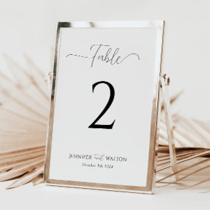 Simple Elegant white wedding Table Number