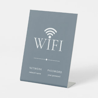 Simple Elegant WiFi Network Password Dusty Blue Pedestal Sign