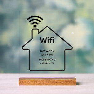 Simple Elegant Wifi Network Password Info Acrylic Sign