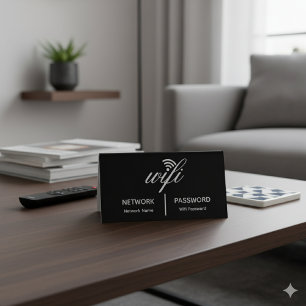 Simple Elegant Wifi Network Password Info Black