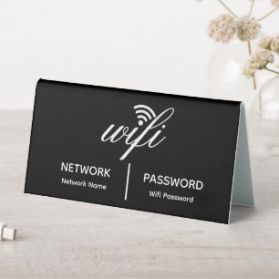 Simple Elegant Wifi Network Password Info Black
