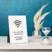 Simple Elegant Wifi Network Password Info Sign Plaque (Side)