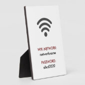 Simple Elegant Wifi Network Password Info Sign Plaque (Side)