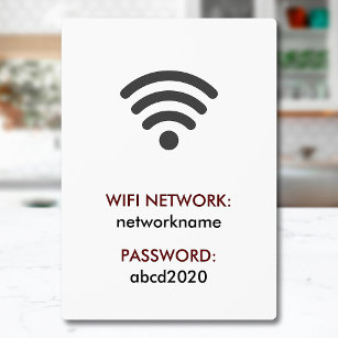 Simple Elegant Wifi Network Password Info Sign Plaque