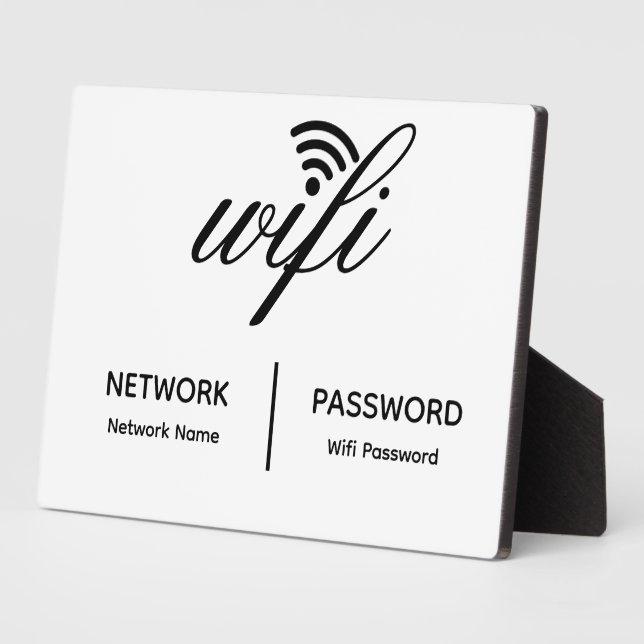 Simple Elegant Wifi Network Password Info Tabletop Plaque (Side)