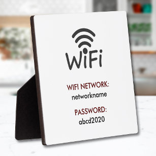 Simple Elegant Wifi Network Password Sign Plaque