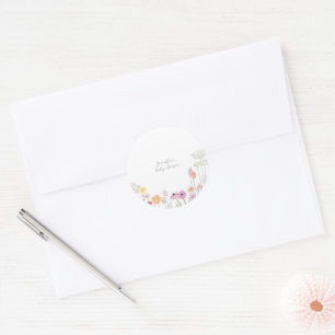 Simple Elegant Wildflower Baby Shower Classic Round Sticker