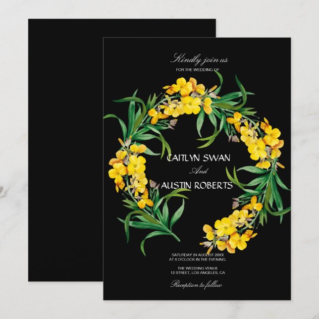 Simple Elegant Wildflower Invitation (Front/Back)