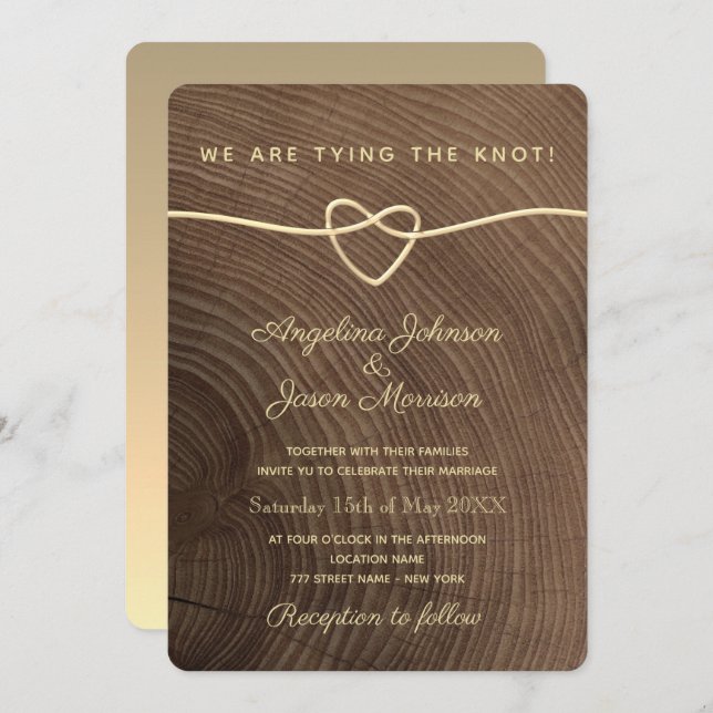Simple Elegant Wood Wedding Invitation (Front/Back)