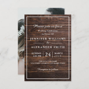 Simple Elegant Woodsy Photo Wedding Invitation