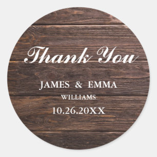 Simple Elegant Woodsy Wedding Thank You Stickers