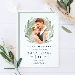 Simple Elegant Wreath Wedding Save the Date Photo