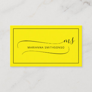 Simple Elegant yellow Minimalist Two Monogram Business Card