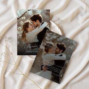 Simple Elegante Boda Spanish Wedding Photo Overlay Invitation