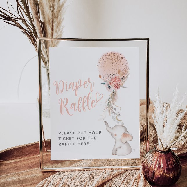 Simple Elephant & Balloon Baby Shower Card gift Poster (Creator Uploaded)