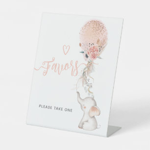 Simple Elephant & Balloon Baby Shower favours Pedestal Sign