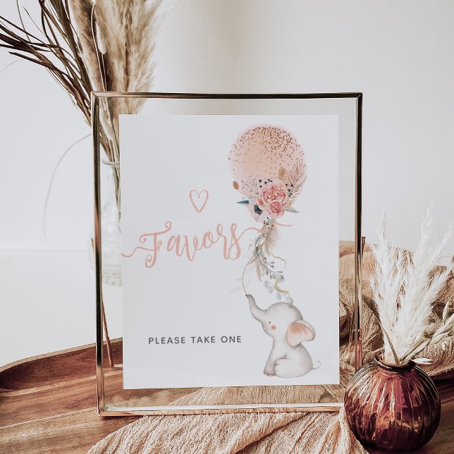 Simple Elephant & Balloon Baby Shower favours Poster (Creator Uploaded)