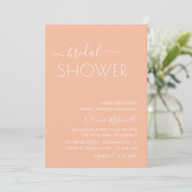 Simple Elgant Classic & Minimal Bridal Shower Invitation (Standing Front)