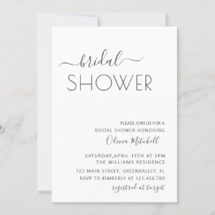 Simple Elgant Classic & Minimal Bridal Shower Invitation