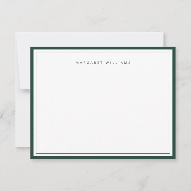 Simple Emerald Green Border Modern Minimalist Card (Front)