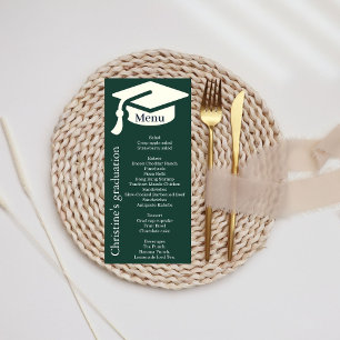 Simple emerald green Graduation party dinner menu 