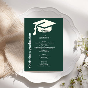 Simple emerald green Graduation party dinner menu 