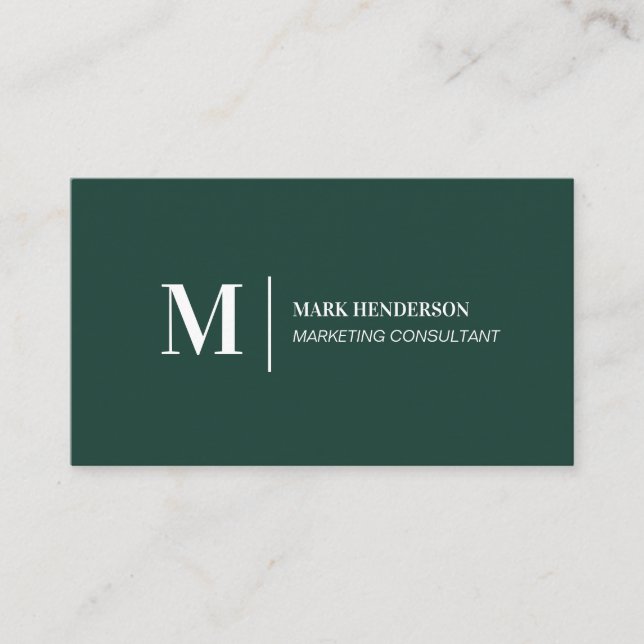 Simple Emerald Green Modern Minimalist Business Card (Front)