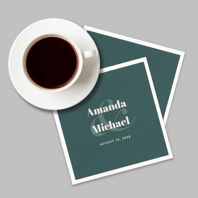 Simple Emerald Green Modern Minimalist Wedding Napkin (Creator Uploaded)