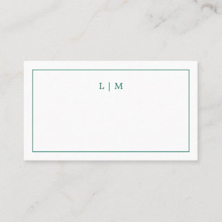 Simple Emerald Green Monogram Elegant Wedding Place Card