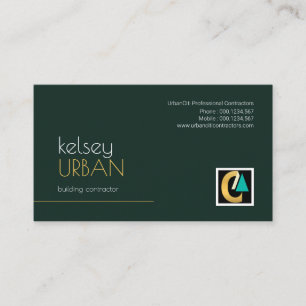 Simple Emerald Green Professional Modern Builder Business Card