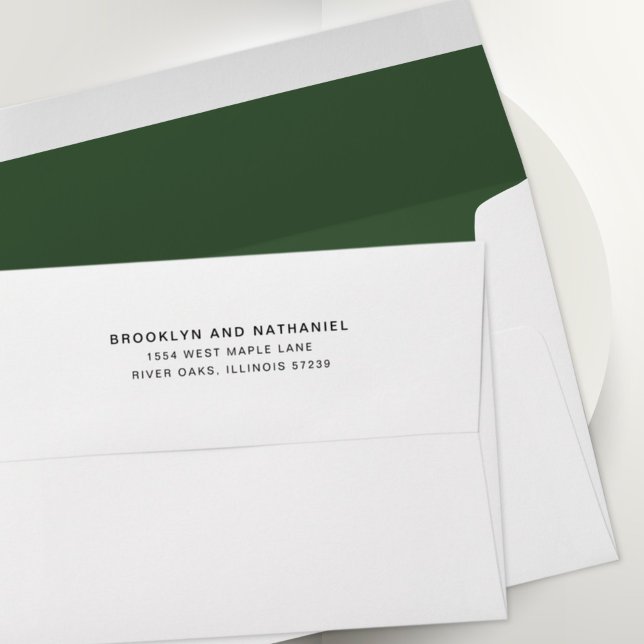 Simple Emerald Green Return Address Lined Envelope (Creator Uploaded)