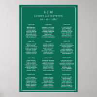 Simple Emerald Green Wedding Seating Chart