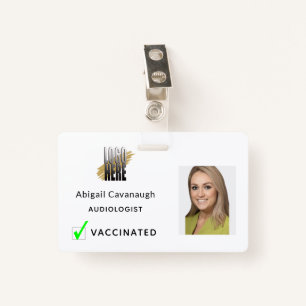 Simple Employee Photo Business Logo Vaccinated  ID Badge