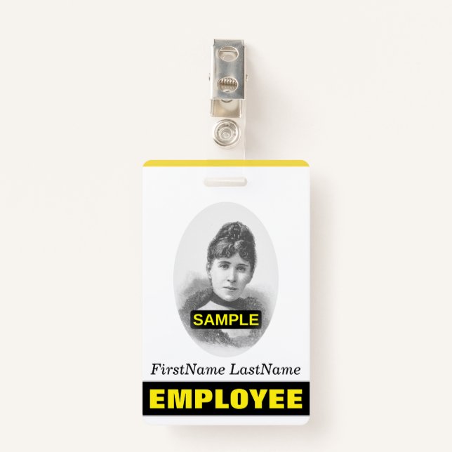 Simple Employee/Staff Portrait Badge ID Badge (Front with Clip)
