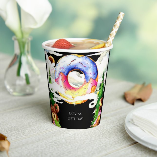  Simple Enchanted Doughnut Birthday Paper Cups (Insitu)