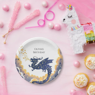 Simple Enchanted Dragon Birthday Paper Plate
