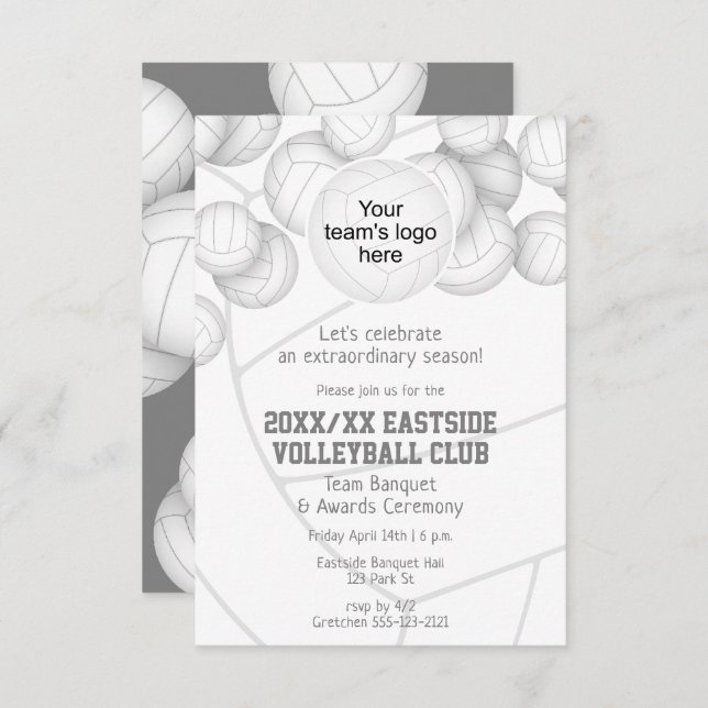 simple end of season volleyball awards banquet invitation (Front/Back)