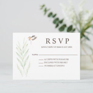 Simple Endangered Fern With Robin RSVP Card